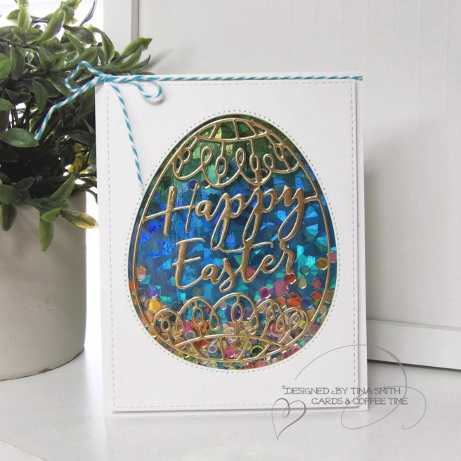 Shaker card tutorial by Tina Smith with the Simon Says Stamp Faberge Egg Die Set #SimonSaysStamp #LuckyToKnowYou #CardsandCoffeeTime #Cardmaking