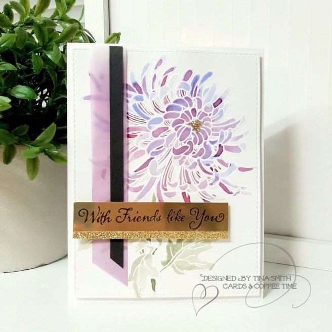 Watercolor card tutorial by Tina Smith with the Stampendous! Cling Garden Mum Stamp set.