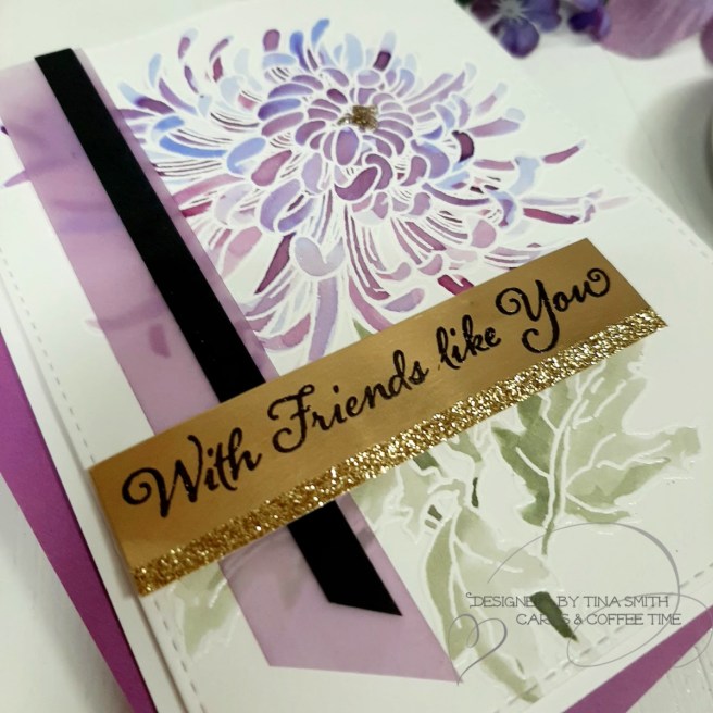 Watercolor card tutorial by Tina Smith with the Stampendous! Cling Garden Mum Stamp set.