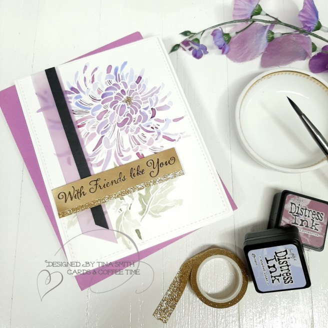 Watercolor card tutorial by Tina Smith with the Stampendous! Cling Garden Mum Stamp set.
