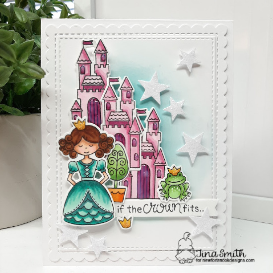 Princess card tutorial by Tina Smith with the Once Upon a Princess stamp set by Newton's Nook Designs #NewtonsNookDesigns #NewtonsNook #Cardmaking #CardsandCoffeeTime