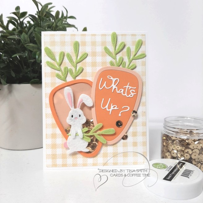 Easter shaker card tutorial by Tina Smith with the Spellbinders Small Die of the Month Club Kit for March 2020 #Spellbinders #SpellbindersClubKits #Cardmaking #Papercrafts #EasterCards #CardsandCoffeeTime