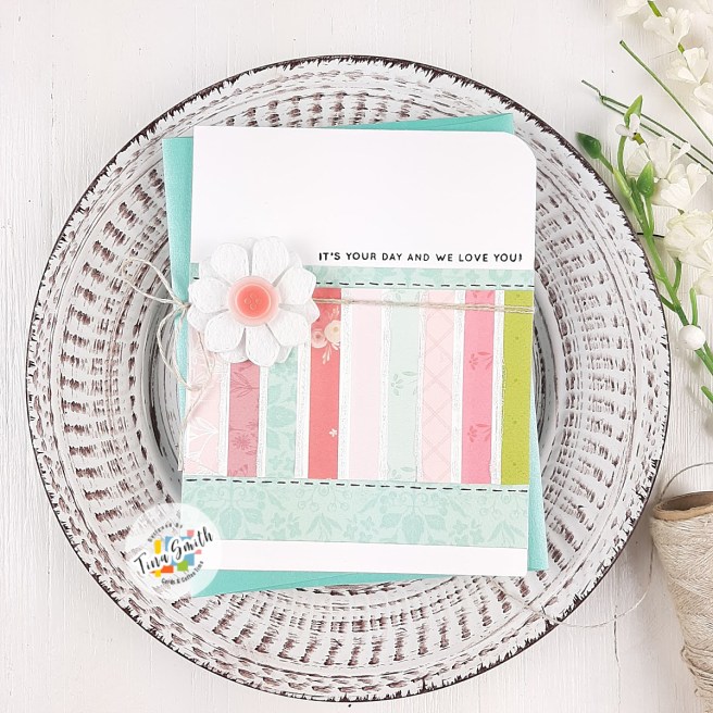 Card tutorial by Tina Smith using Carta Bella Flora No 3 Patterned Paper and Retro Sketches #130.  Card #6 of my DSP Paper Play Series.  #PatternedPaper #Cardmaking #DSPPaperPlay #CardsandCoffeeTime #HandmadeCards #CartaBella