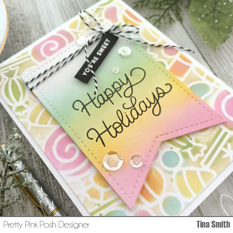 Pretty Pink Posh – Candy Background Christmas Card | Cards and Coffee Time