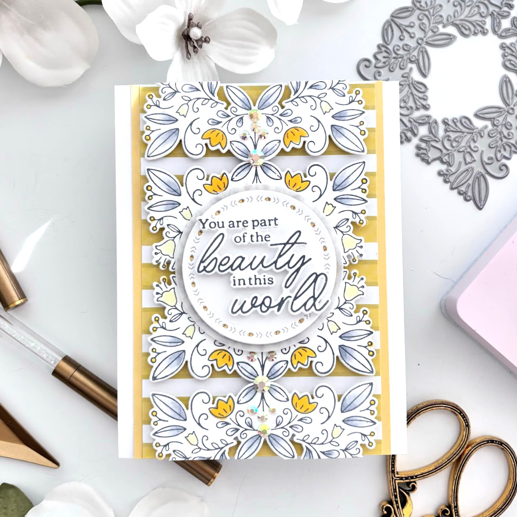 Pinkfresh Studio – Floral Square Frame Press Plate | Cards and Coffee Time