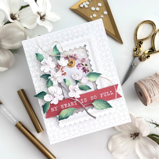 A Layered Floral Card with the Cherry Blossoms Coordinating Cuts from Pinkfresh Studio! 