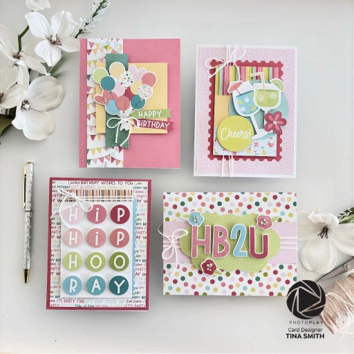 How-To create 8 Cards with the Photoplay Paper Birthday Sparkle Pre-Designed Card Kit!