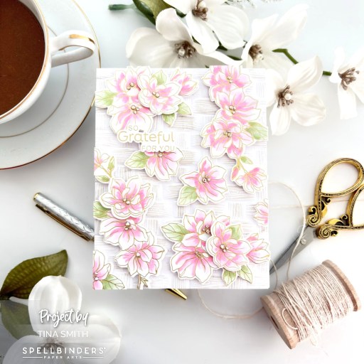 A Floral Card with the Spellbinders Spring Magnolias Press Plate & Die Set by Simon Hurley!