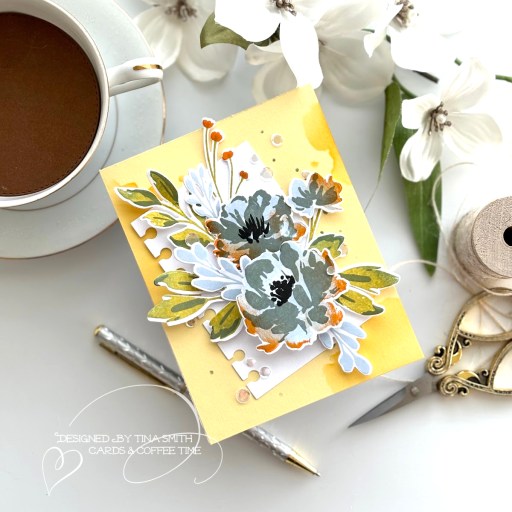 A Blank Note Card with the Papertrey Ink Always In Bloom Clear Stamp