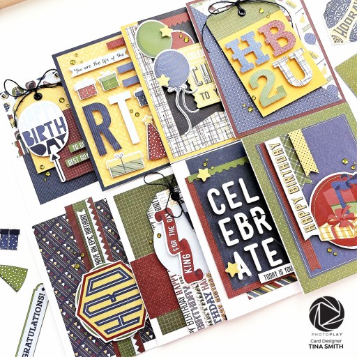 How-To create 8 Cards with the Photoplay Paper Birthday Bash Pre-Designed Card Kit!