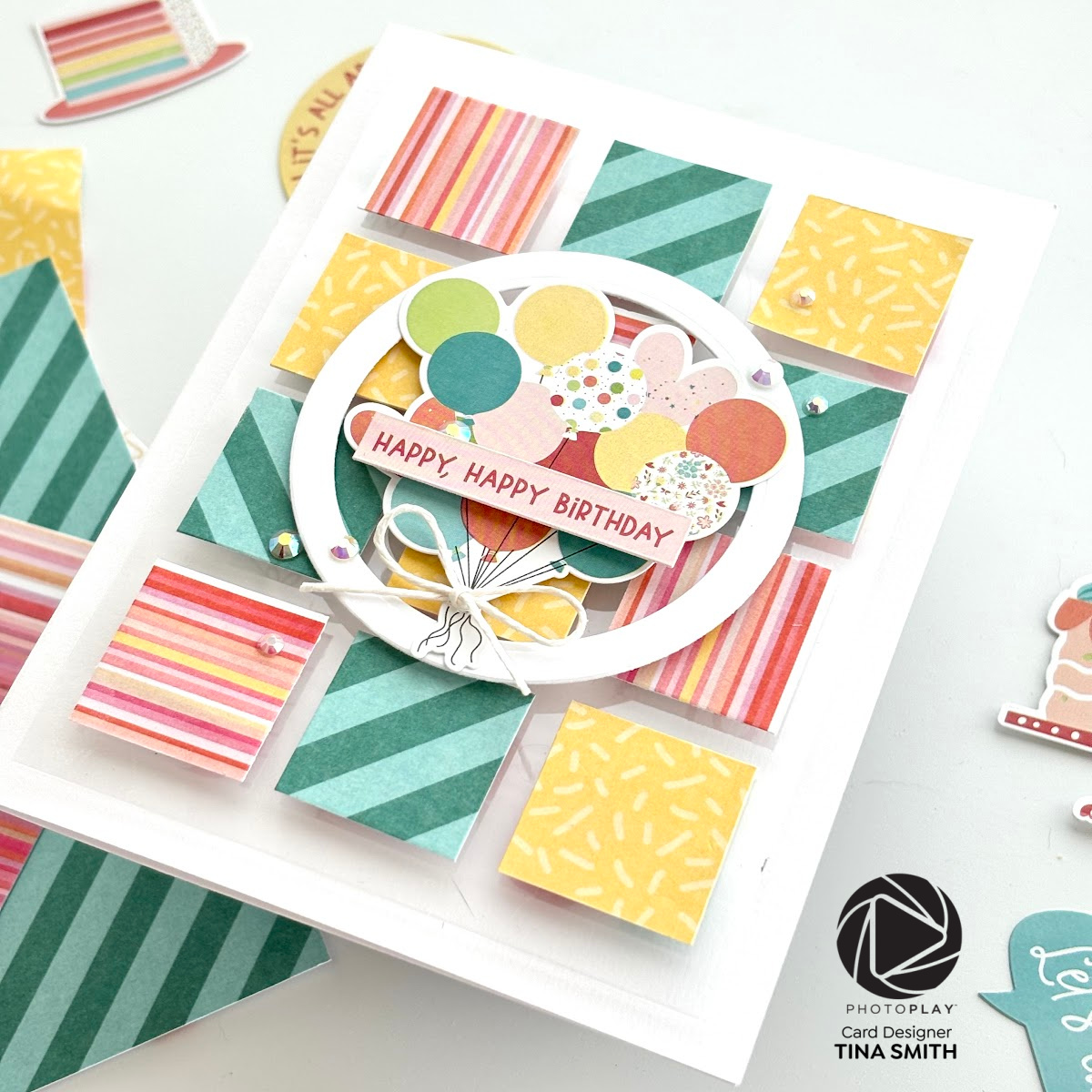 3 Floating Cards using Patterned Papers & the Photoplay Birthday Sparkle Collection!