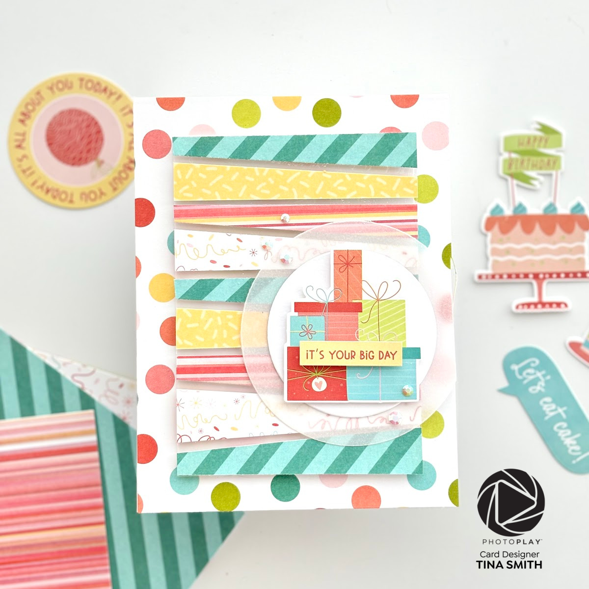 3 Floating Cards using Patterned Papers & the Photoplay Birthday Sparkle Collection!