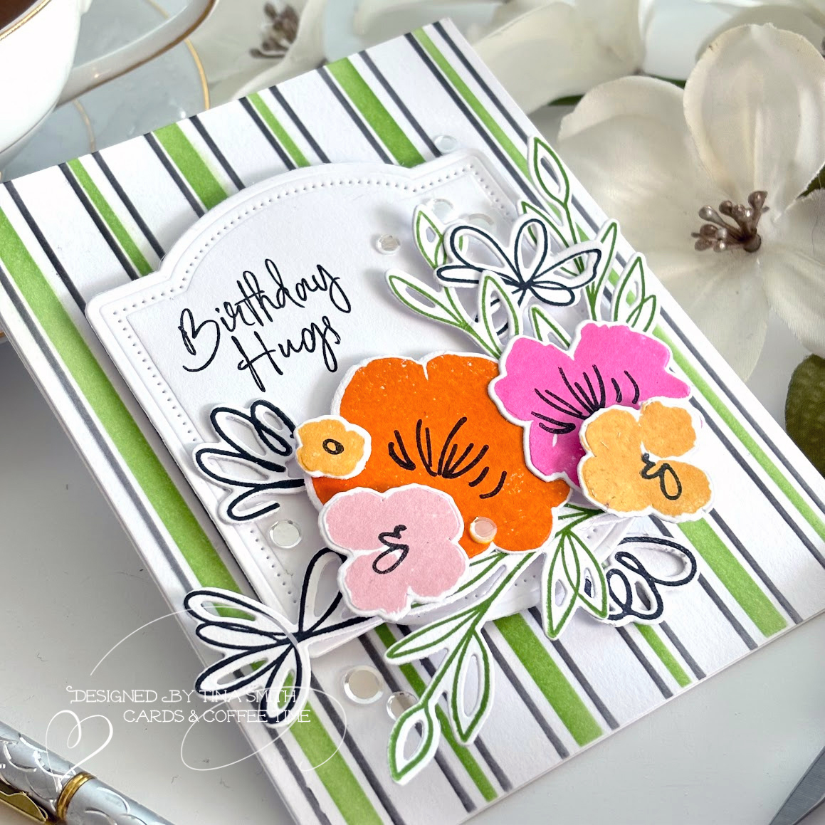 A Birthday Card with the Papertrey Ink Blissful Blooms Stamp Set!