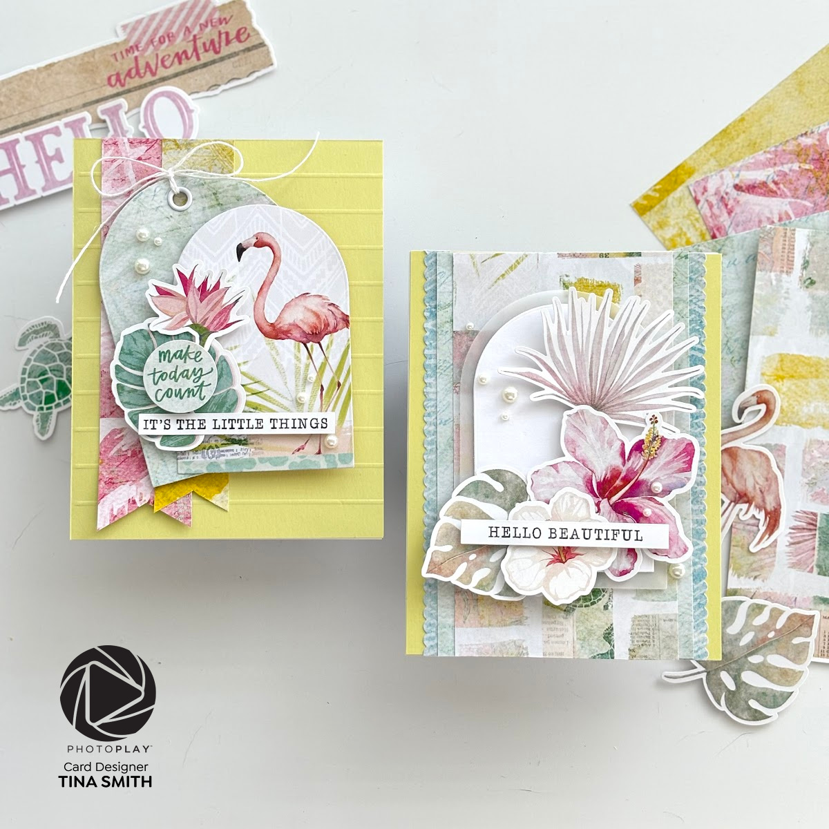 2 Collage Cards using Patterned Papers & the Photoplay Coco Paradise Collection!