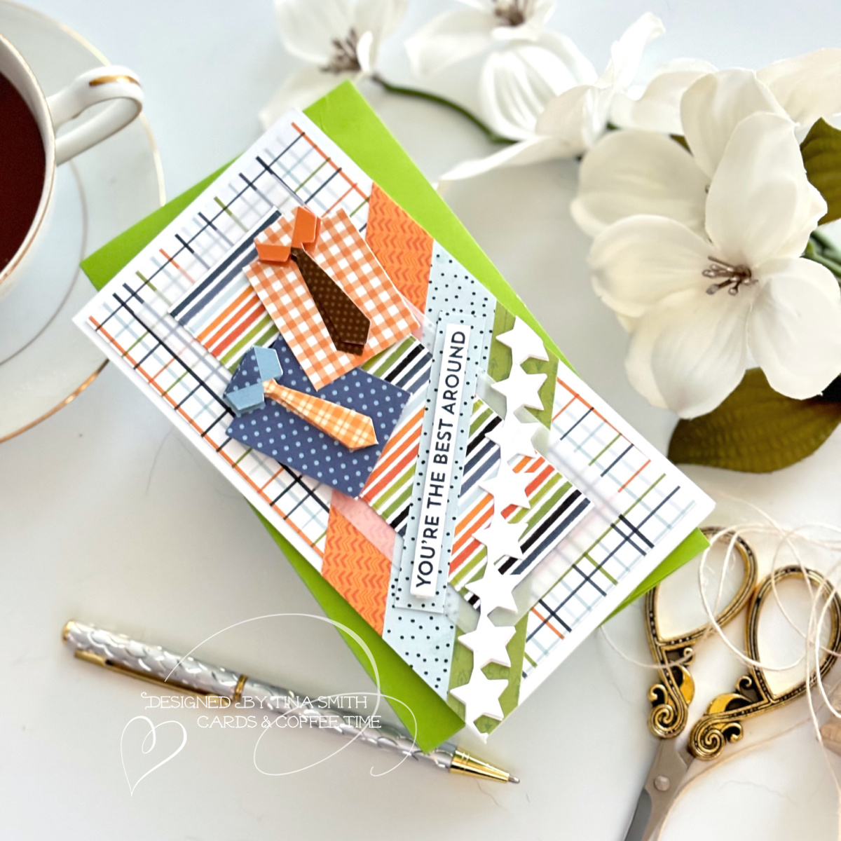 A Dad's Day Card with fun Shirt Stickers & Patterned Paper!