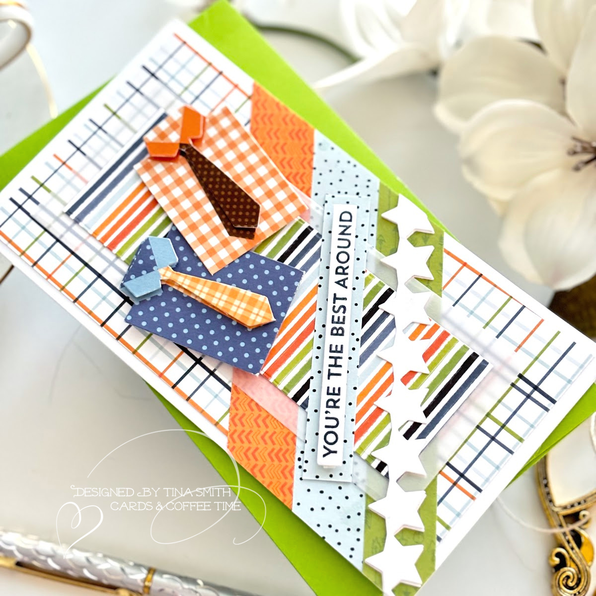 A Dad's Day Card with fun Shirt Stickers & Patterned Paper!