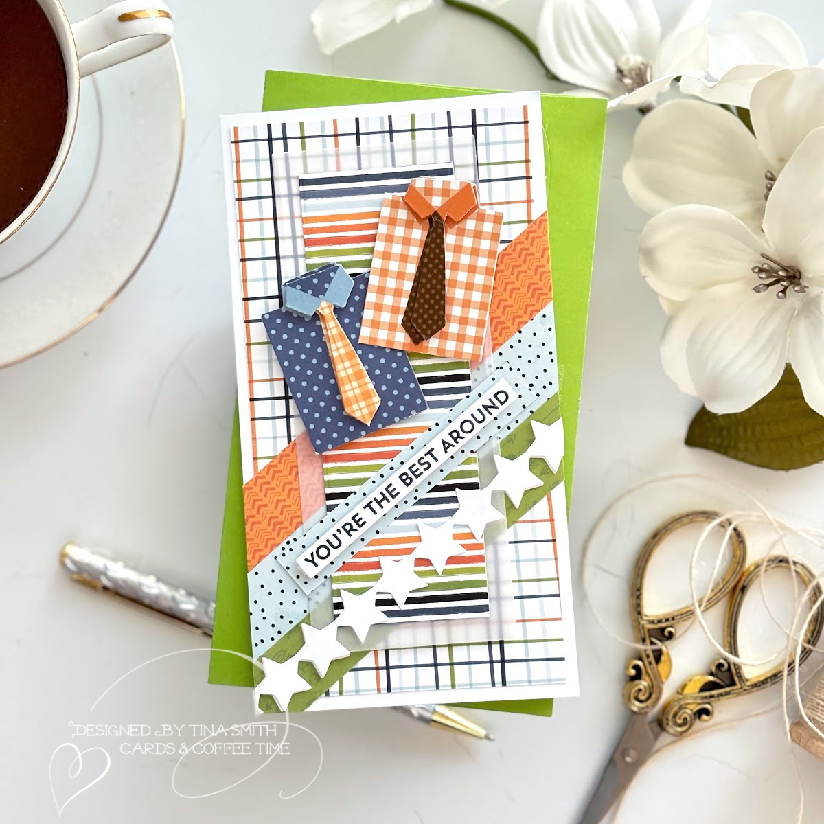 A Dad's Day Card with fun Shirt Stickers & Patterned Paper!