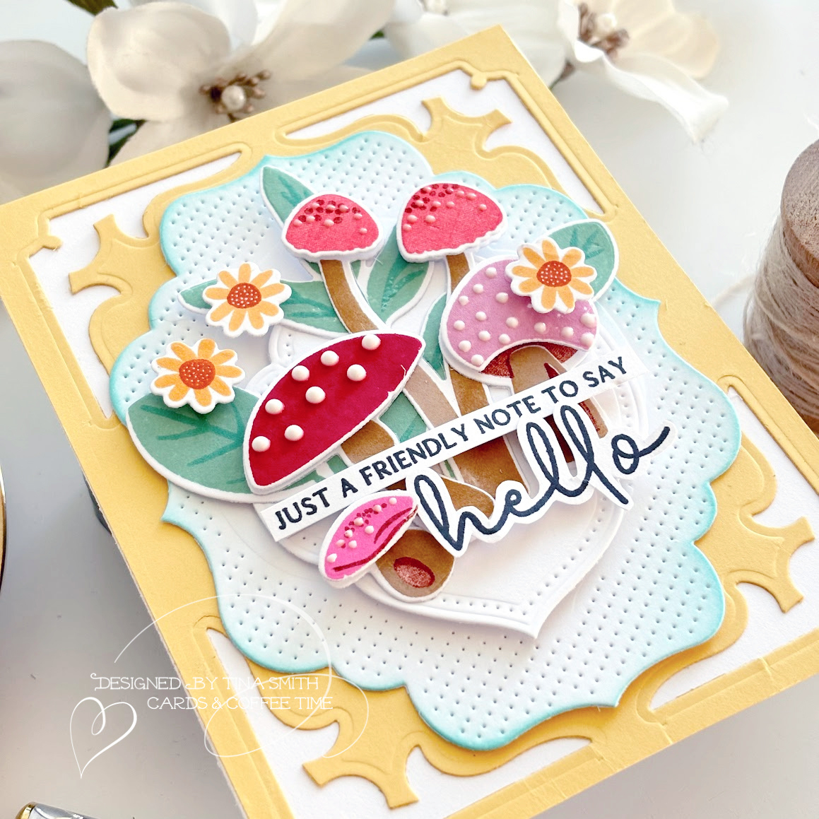 A Note Card with the Papertrey Ink Wild About Mushrooms Die Set!