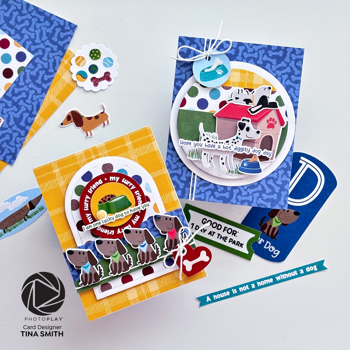 2 Cards using Patterned Papers & the Photoplay Hot Diggity Dog Collection! #PhotoplayPaper #Cardsandcoffeetime
