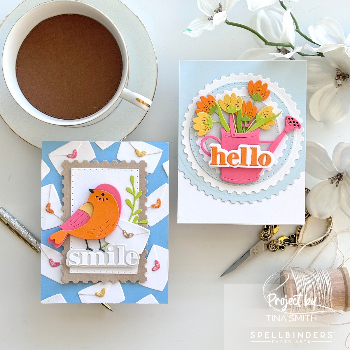 Two Note Cards with the Spellbinders Out & About Collection! #spellbinders #cardsandcoffeetime