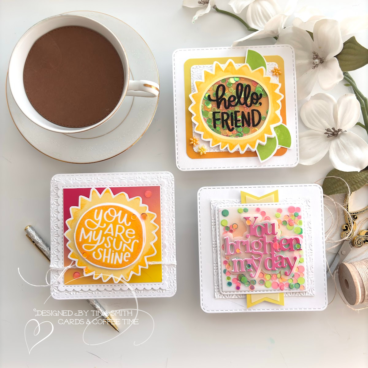 Three Cards with the Simon Says Stamp Sunny Smiles - July 2024 Card Kit! #Cardsandcoffeetime @cardsandcoffeetime