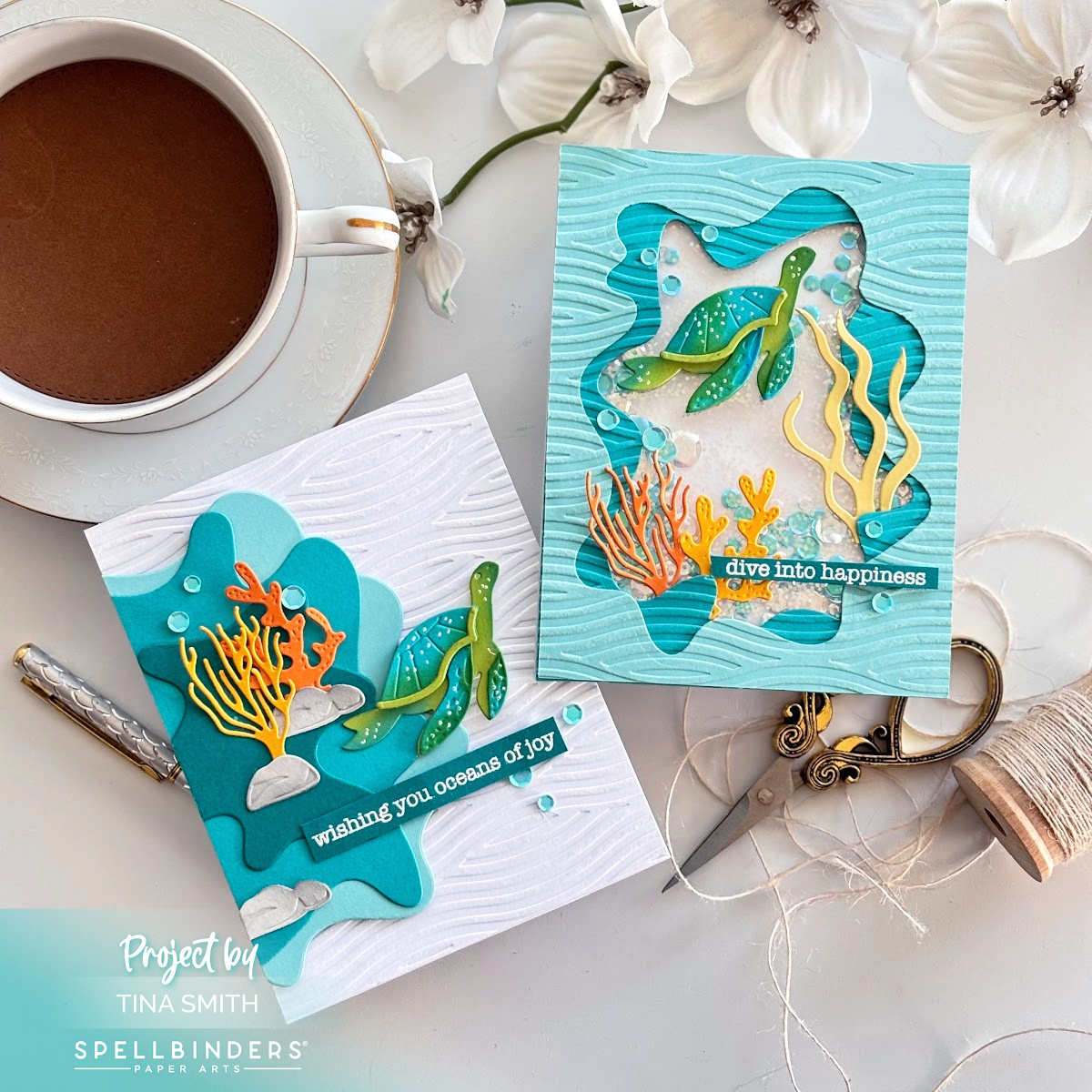 Two Fun Cards with the Spellbinders Underwater Tunnel Die Set! #Spellbinders #cardsandcoffeetime