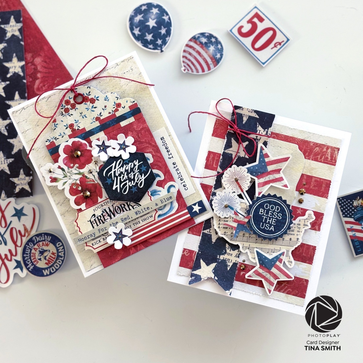 2 Fourth of July Cards using Patterned Papers & the Photoplay With Liberty Collection!
