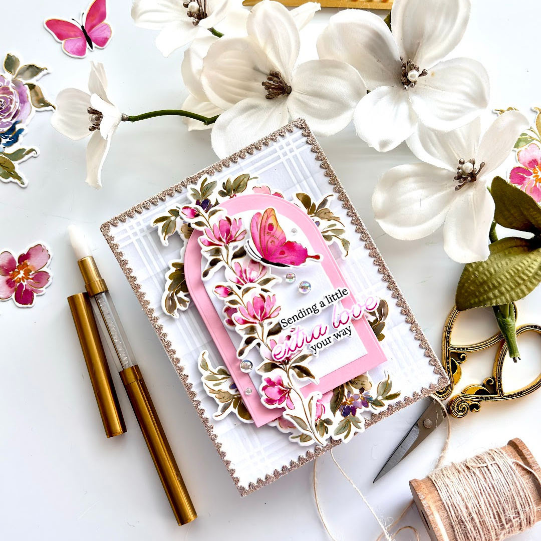 A Just Because Card with the Pinkfresh Studio Artsy Florals & Fluttering Butterflies Washi Tape #PinkfreshStudio #Cardsandcoffeetime