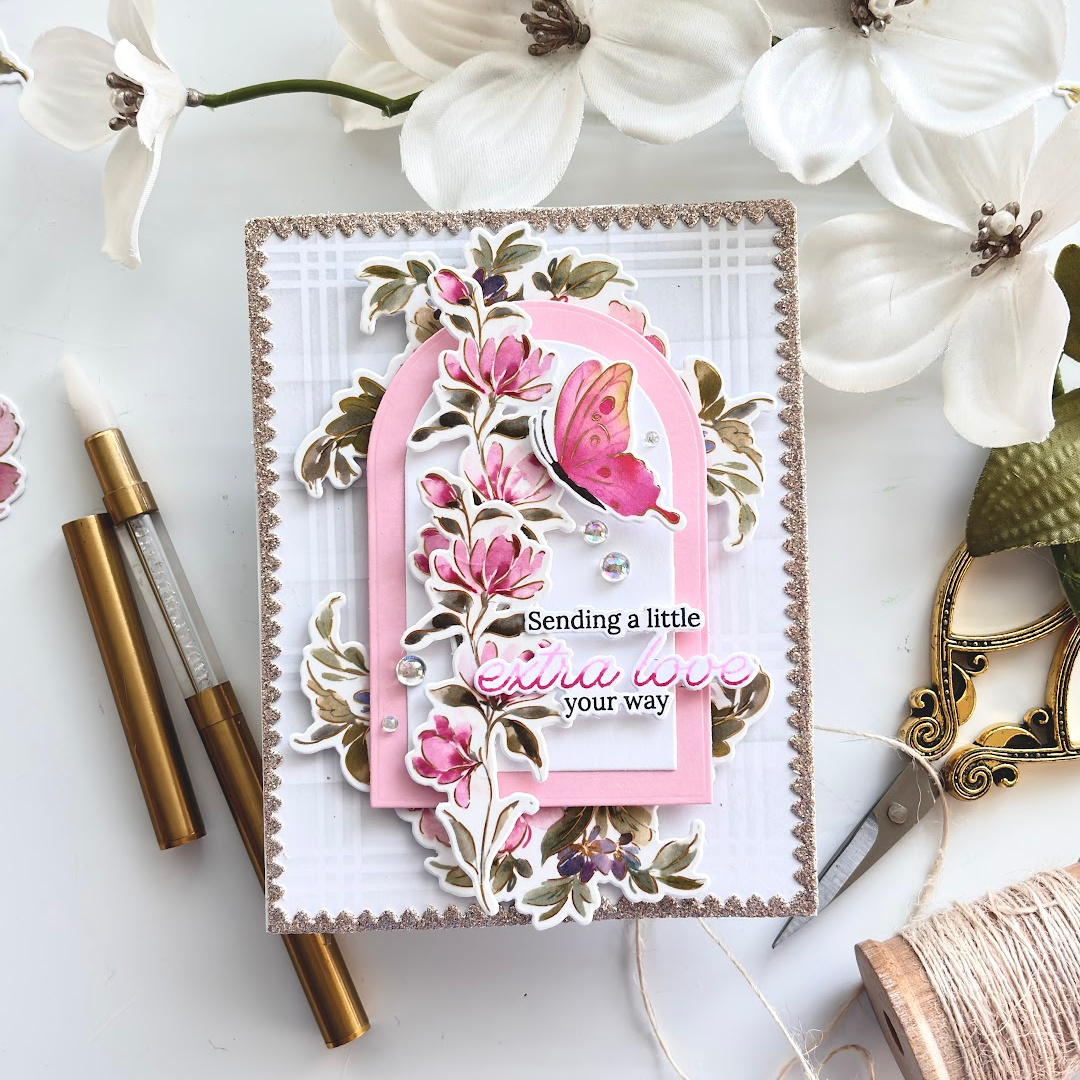 A Just Because Card with the Pinkfresh Studio Artsy Florals & Fluttering Butterflies Washi Tape #PinkfreshStudio #Cardsandcoffeetime