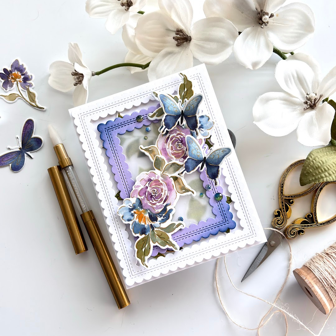 Washi Tape for the Pinkfresh Studio August 2024 Monthly Challenge!  The Fluttering Butterflies and the Artsy Floral Washi's.  #cardsandcoffeetime #PinkfreshStudio