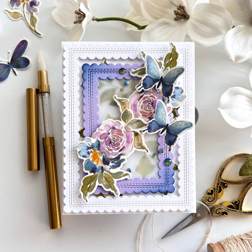 Washi Tape for the Pinkfresh Studio August 2024 Monthly Challenge!  The Fluttering Butterflies and the Artsy Floral Washi's.  #cardsandcoffeetime #PinkfreshStudio