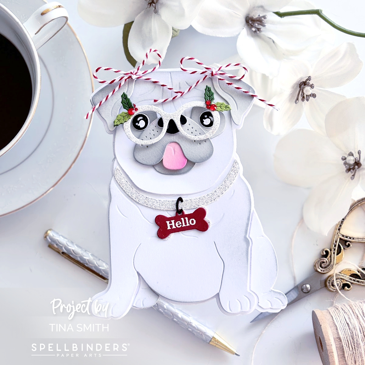 Creating a Shaped Card Using the Spellbinders Big Pug Die Set! #cardsandcoffeetime #spellbinders