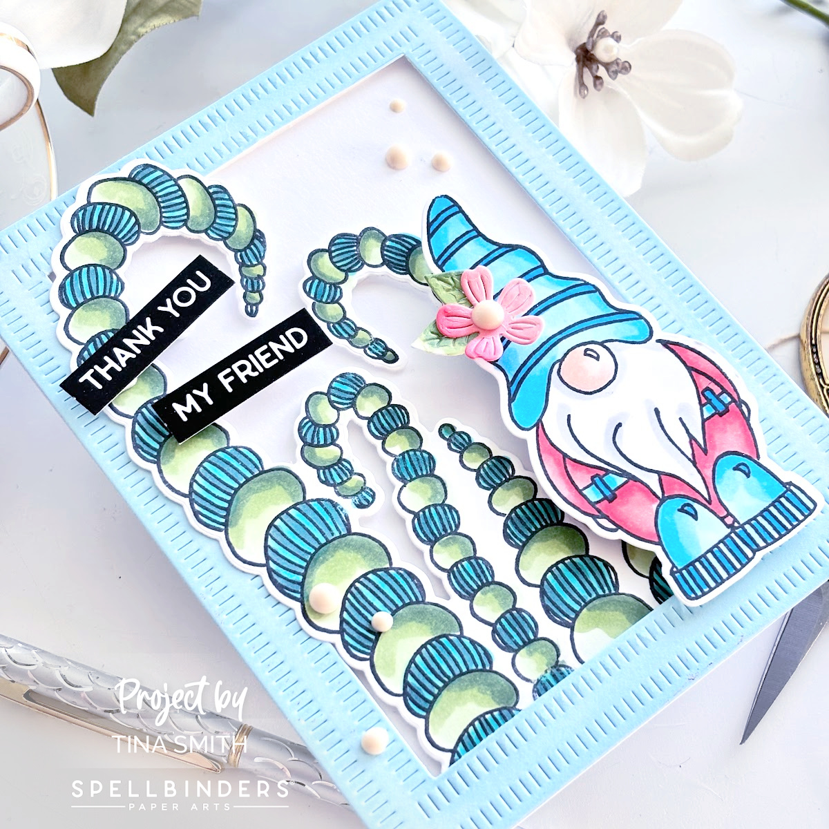 Creating a Fun Card Using the Gnome Sweet Gnome Stamp Set! #Cardsandcoffeetime #Spellbinders