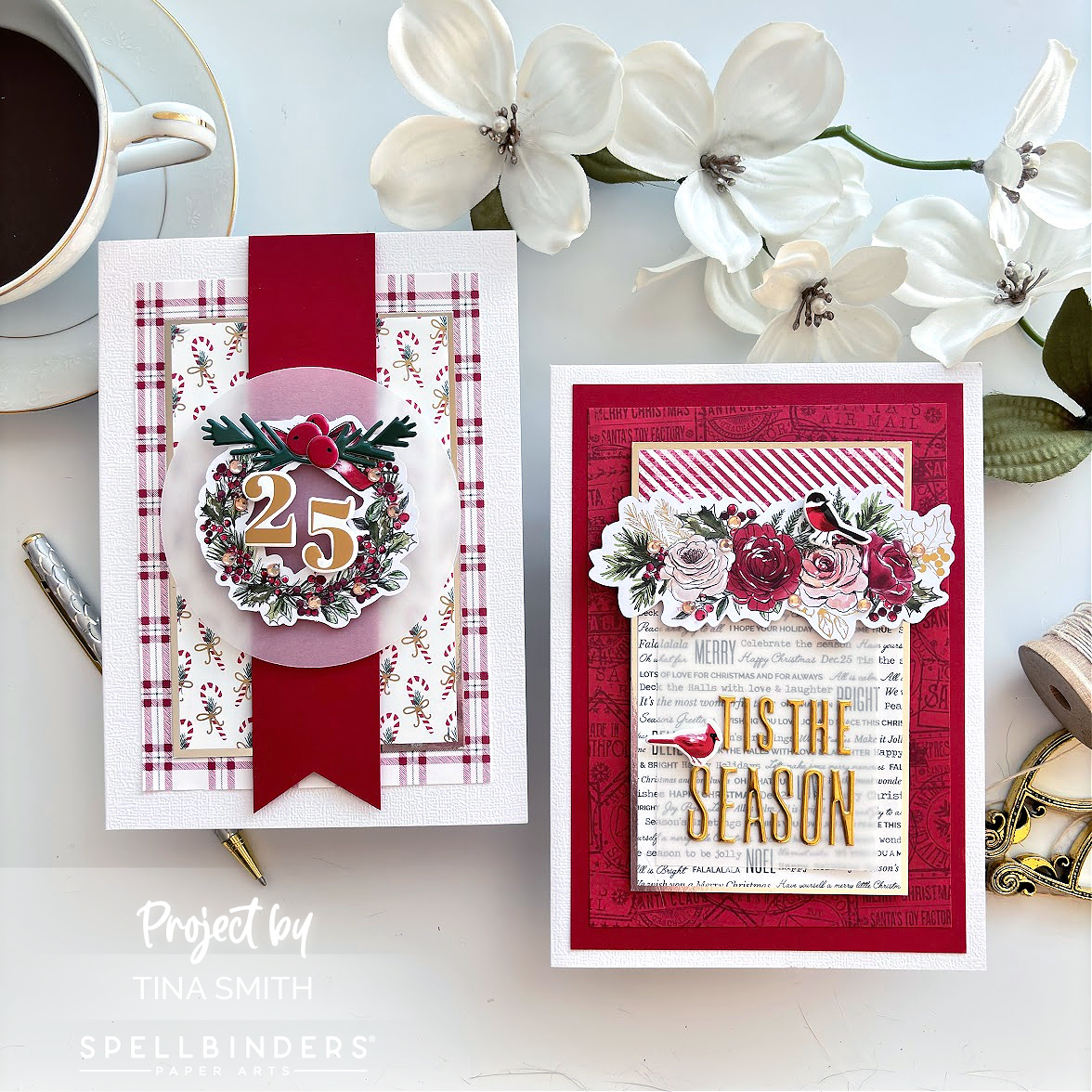 Creating two 5x7 Christmas Cards with the Spellbinders Handmade Holidays Christmas Card Kit! #cardsandcoffeetime #spellbinders