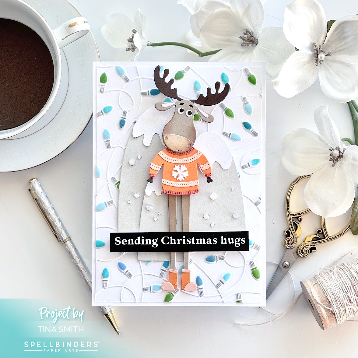 Creating a Holiday Card Using the Spellbinders Dancin' Moose Klondike Set! #Spellbinders #Cardsandcoffeetime