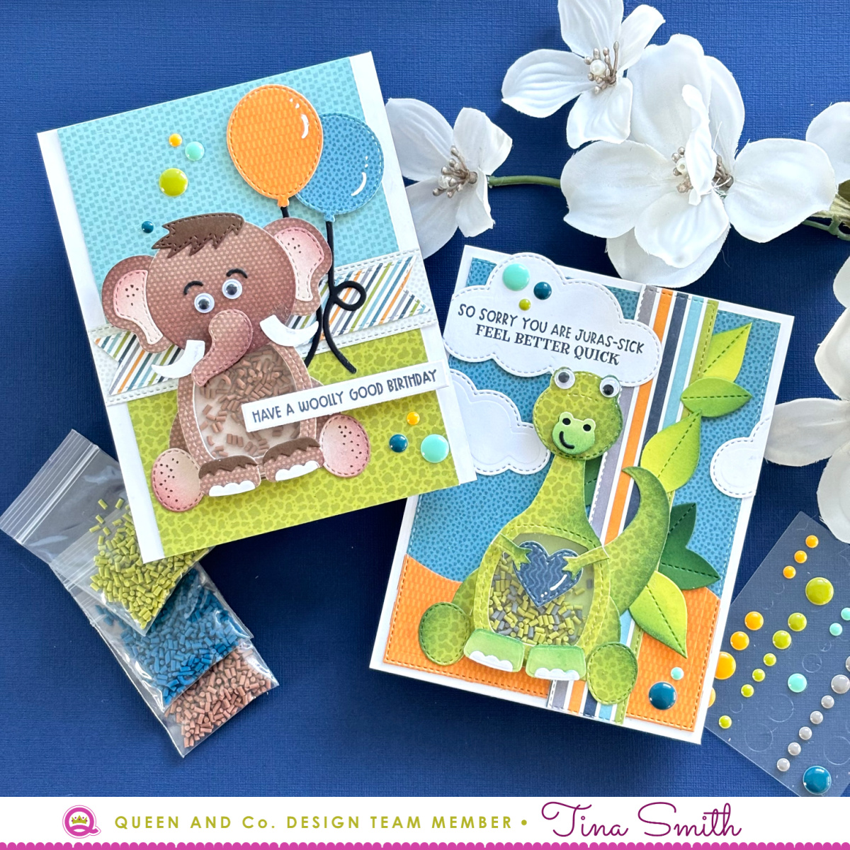 Queen & Company Fossil Friends Kit Inspiration and Tutorial #cardsandcoffeetime #queenandcompany
